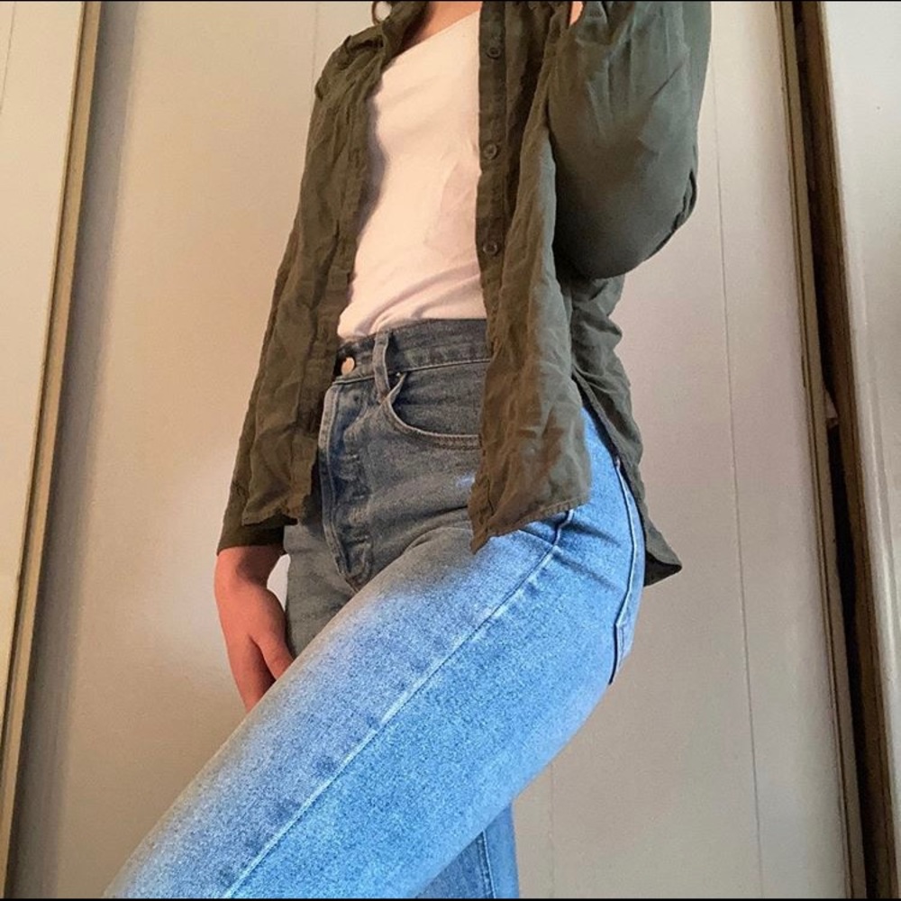Button Down Army Green Top